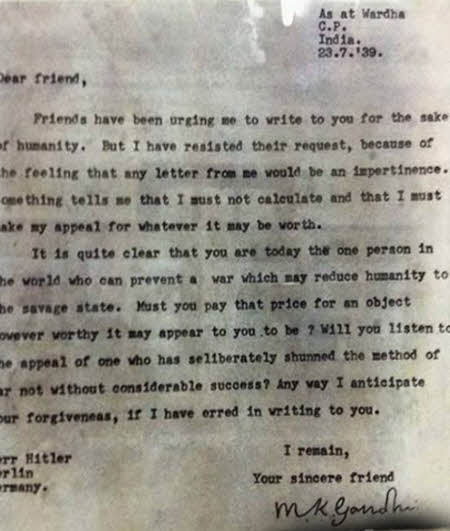 Gandhi letter Hitler